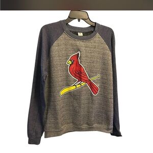 Women's Grey Raglan Sweatshirt with Red Cardinal Graphic